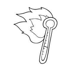 black and white cartoon temperature gauge getting too hot