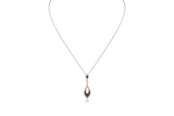 Stunning Marquise-Shaped Pendant in Rose & White Gold with Chocolate & White Diamonds