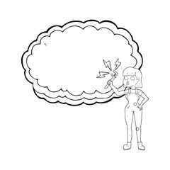 black and white cartoon female plumber