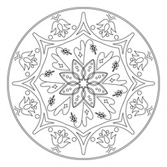Vector mandala in black and white.