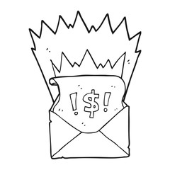 black and white cartoon abusive letter