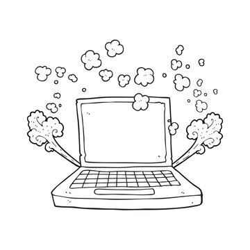 recommend clip art: black and white cartoon laptop computer fault