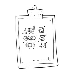black and white cartoon check list