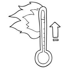 black and white cartoon rising temperature