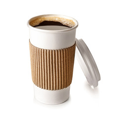 Paper cup of coffee isolated on white
