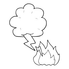 black and white cartoon lightning strike