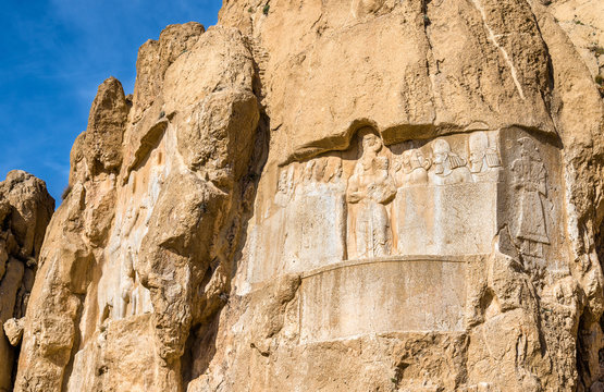 Ancient carvings at Naqsh-e Rustam necropolis in Iran