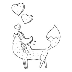 black and white cartoon wolf in love