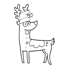 black and white cartoon crazy reindeer
