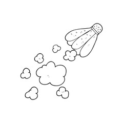black and white cartoon badminton shuttlecock
