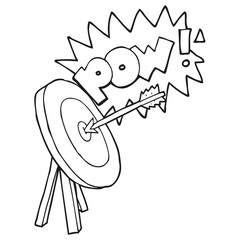 black and white cartoon archery target