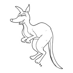 black and white cartoon kangaroo