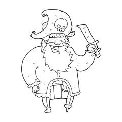 black and white cartoon pirate captain