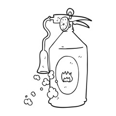 black and white cartoon fire extinguisher