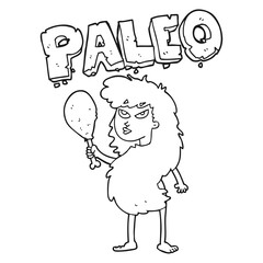 black and white cartoon woman on paleo diet