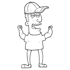 Obraz premium black and white cartoon stressed man