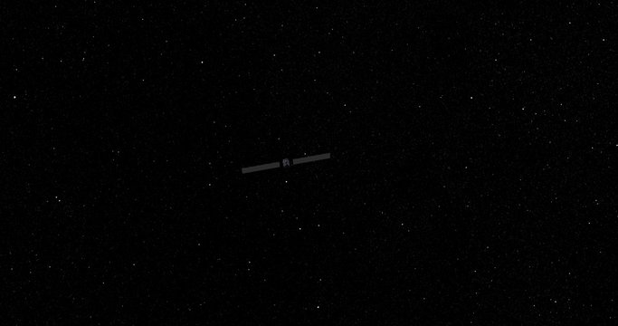 Flyby of Dawn spacecraft as it travels through empty space. Data: NASA/JPL.