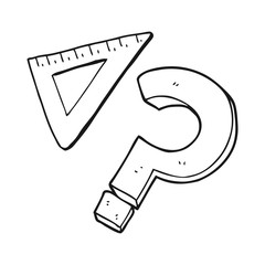 black and white cartoon set square