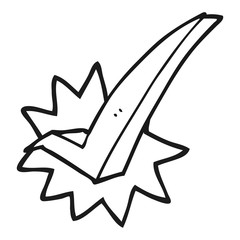 black and white cartoon tick symbol