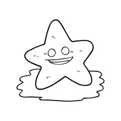 black and white cartoon starfish