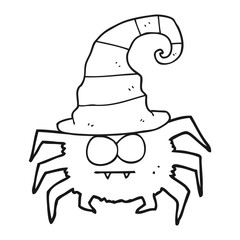 black and white cartoon halloween spider