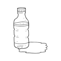 black and white cartoon water bottle