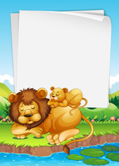 Obraz na płótnie Canvas Paper design with lion and cub sleeping