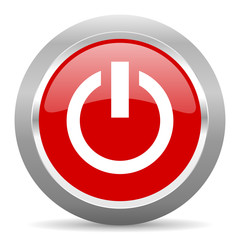 power red metallic chrome web circle glossy icon