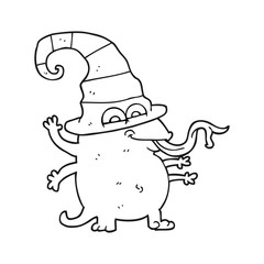 black and white cartoon halloween alien