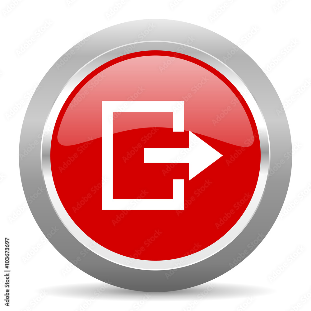 Poster exit red metallic chrome web circle glossy icon