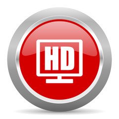 hd display red metallic chrome web circle glossy icon