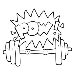 black and white cartoon gym barbell