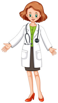 Female doctor in white gown and stethoscope