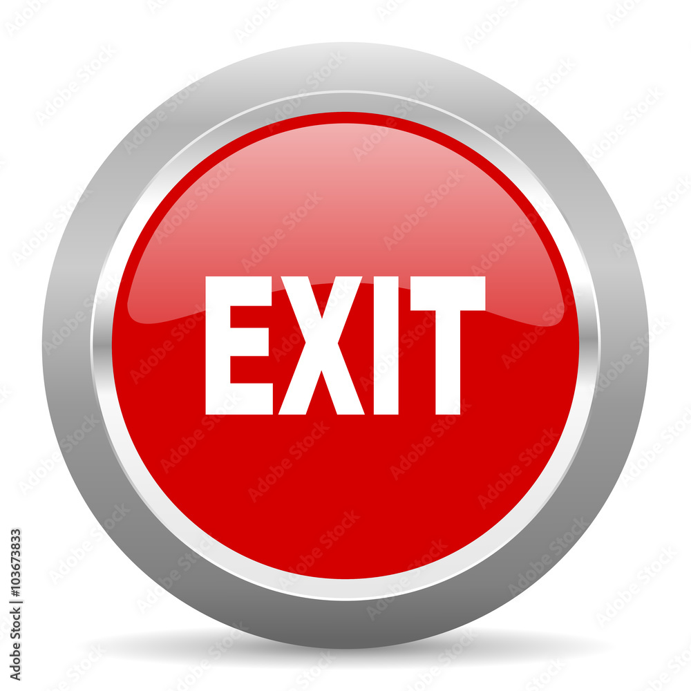 Fototapete exit red metallic chrome web circle glossy icon