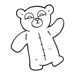 black and white cartoon teddy bear