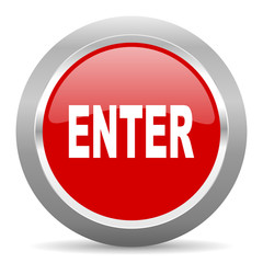 enter red metallic chrome web circle glossy icon