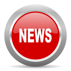 news red metallic chrome web circle glossy icon