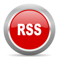 rss red metallic chrome web circle glossy icon