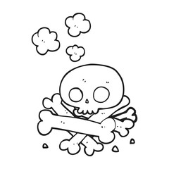 Obraz premium black and white cartoon pile of bones