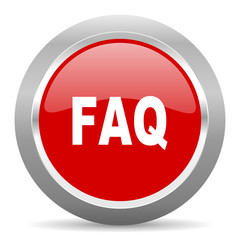 faq red metallic chrome web circle glossy icon