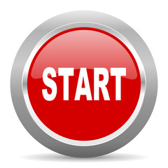 start red metallic chrome web circle glossy icon