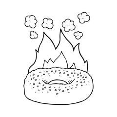 black and white cartoon bagel