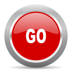 go red metallic chrome web circle glossy icon
