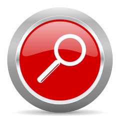 search red metallic chrome web circle glossy icon