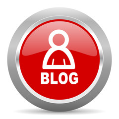 blog red metallic chrome web circle glossy icon