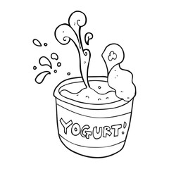black and white cartoon yogurt