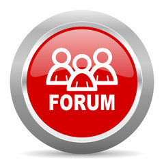 forum red metallic chrome web circle glossy icon
