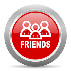 friends red metallic chrome web circle glossy icon