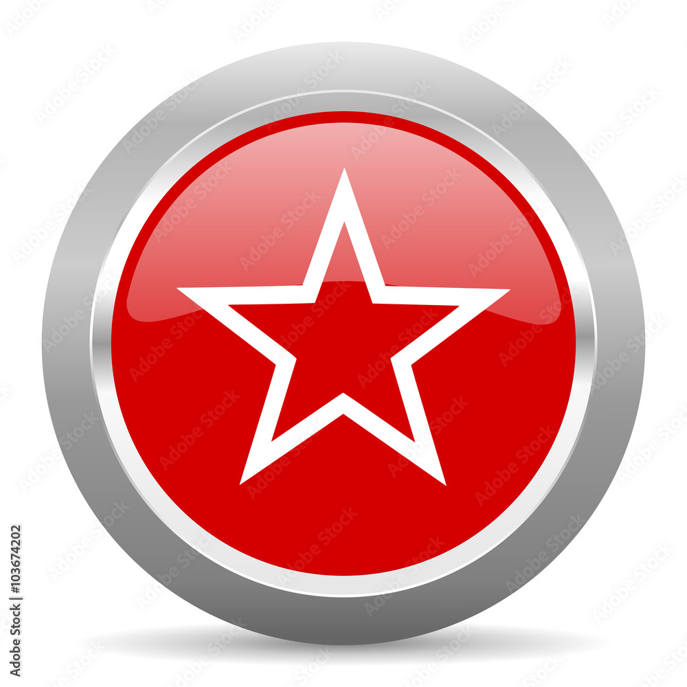 Poster star red metallic chrome web circle glossy icon