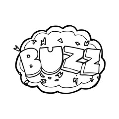 black and white cartoon buzz symbol